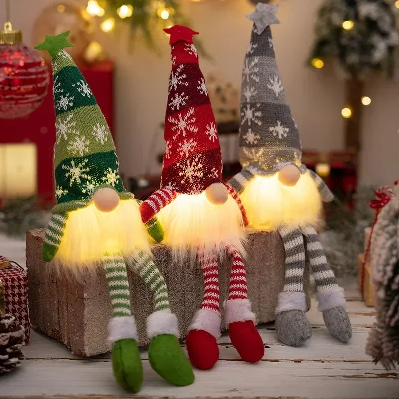 Christmas gnome plush ornament with LED light