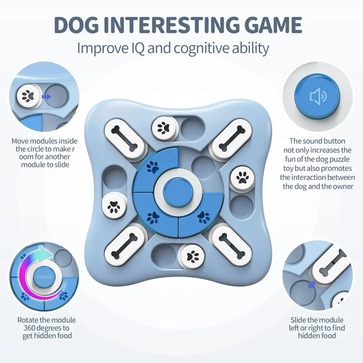 Dog puzzle toy slow feeder in use during play