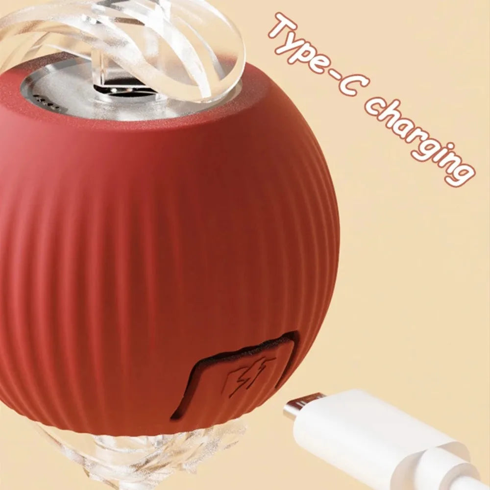 Smart rolling ball cat toy close-up detail