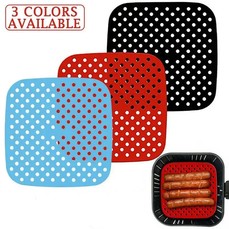 Reusable silicone air fryer liners round and square