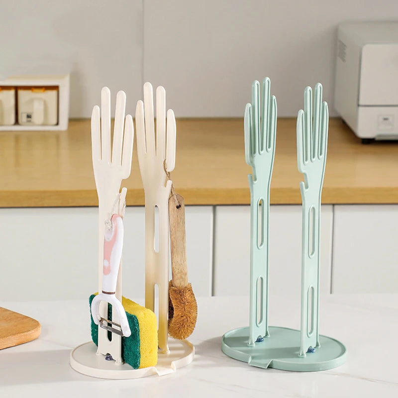 Rubber gloves drying on glove holder