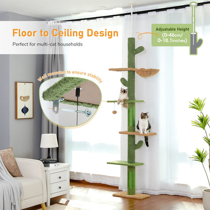 Floor to ceiling cactus cat tree with sisal scratching posts