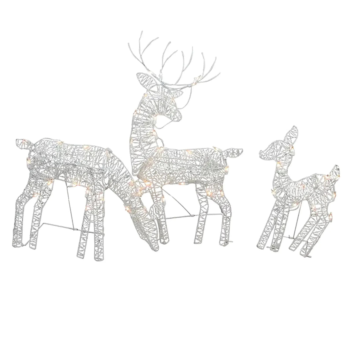3 piece lighted Christmas reindeer family yard decor - image 7