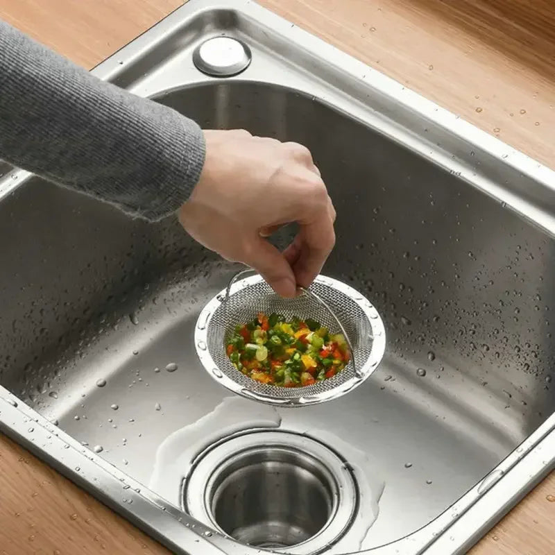 Stainless steel drain filter in kitchen sink