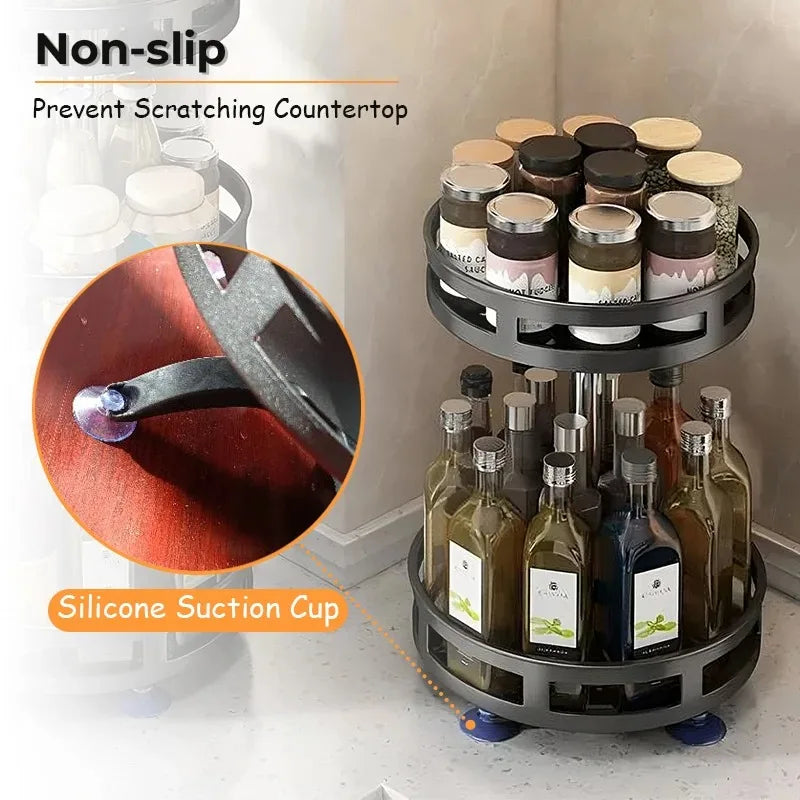 2 tier spinning spice rack for jars and cans