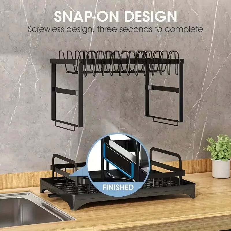 Two-tier kitchen dish rack
