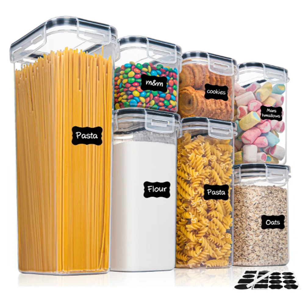7-piece airtight food storage containers set with labels and pen