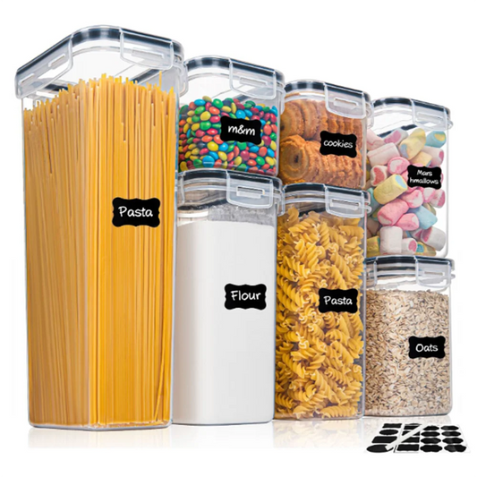 7-piece airtight food storage containers set with labels and pen