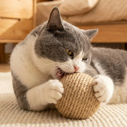 Jute cat scratching ball chew toy - image 2