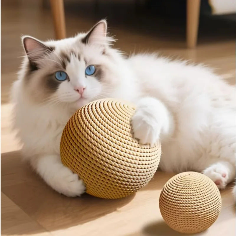 Jute cat scratching ball chew toy - image 3