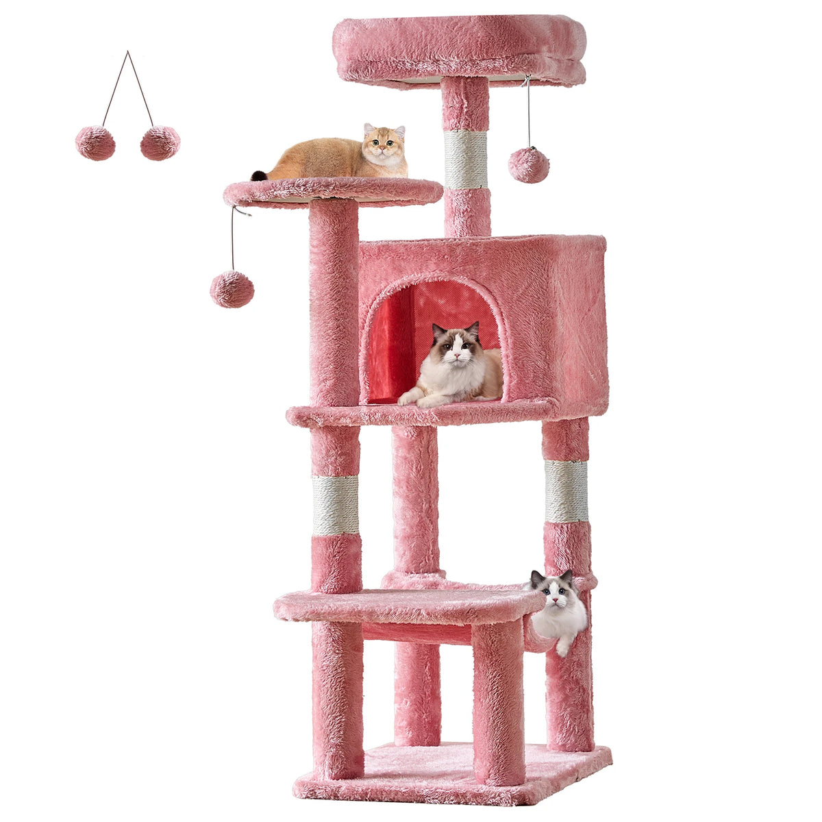 44 inch multi-level cat tree assembly and size details