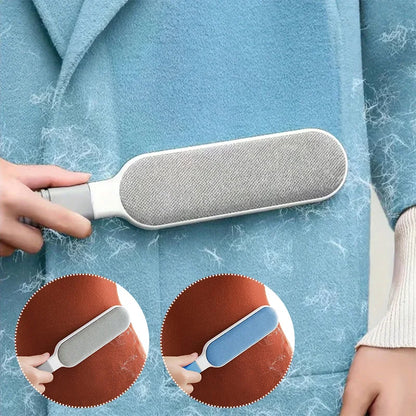 Lint brush removing pet hair from sofa