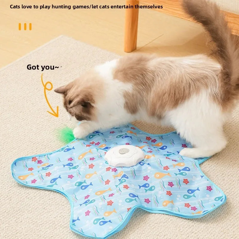 Interactive hide and seek cat toy with moving feather - image 4