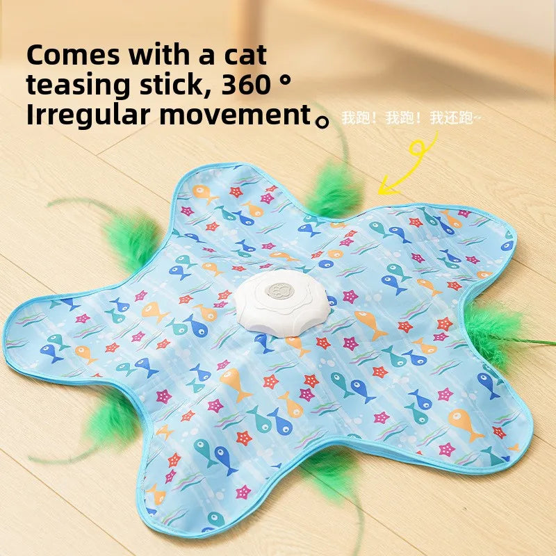 Interactive hide and seek cat toy with moving feather - image 2