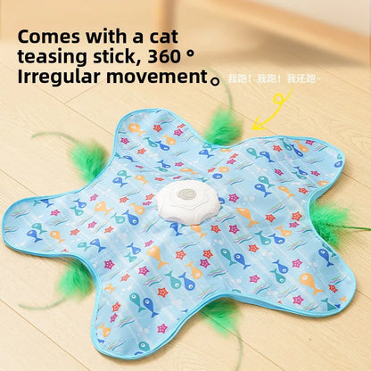 Interactive hide and seek cat toy with moving feather - image 2