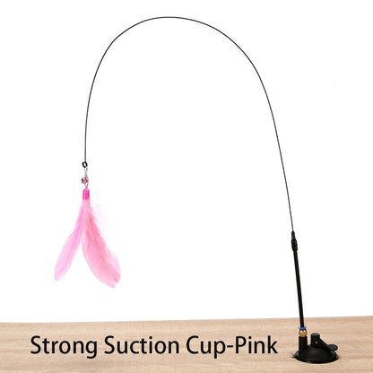 Suction cup cat feather wand side view