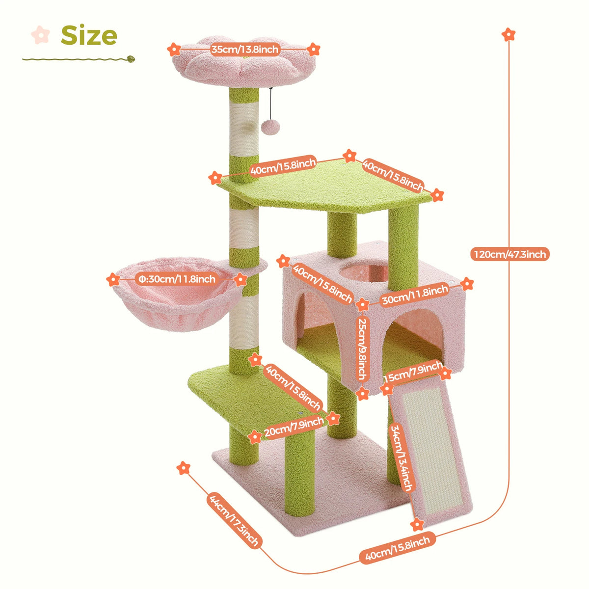 Flower cat tree with sisal scratching posts