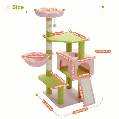 Flower cat tree with sisal scratching posts