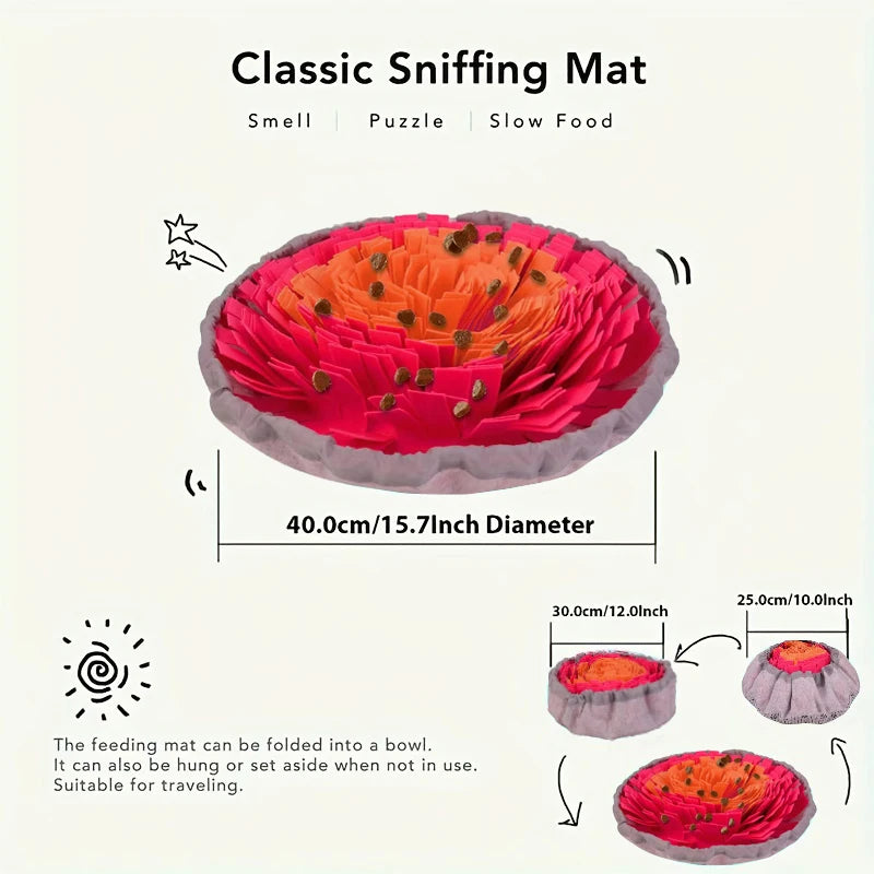 Washable felt snuffle mat for dogs, slow feeding pad