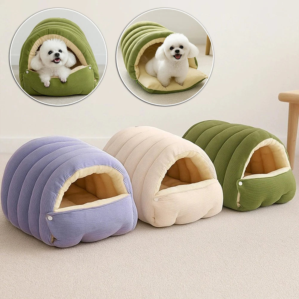 Plush cat cave bed warm pet house