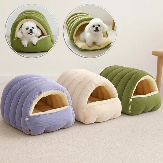 Plush cat cave bed warm pet house