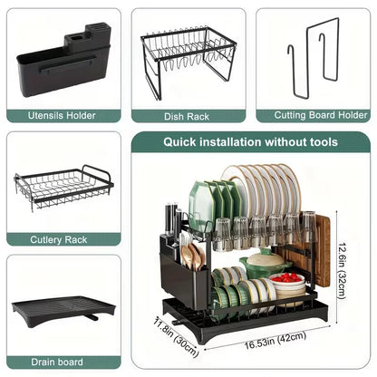 Dish rack with utensil holder