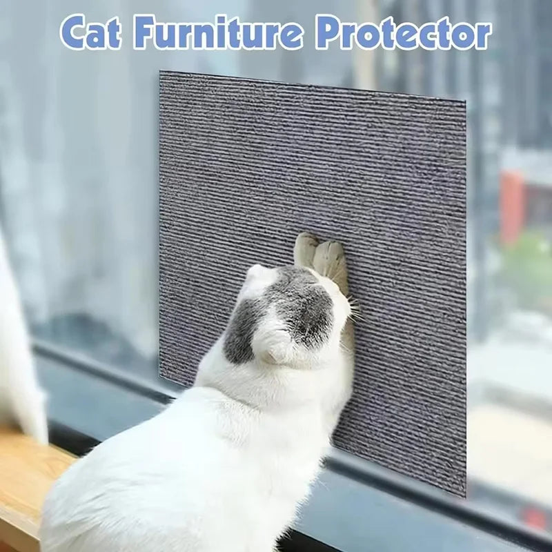 Cat scratch mat on sofa corner