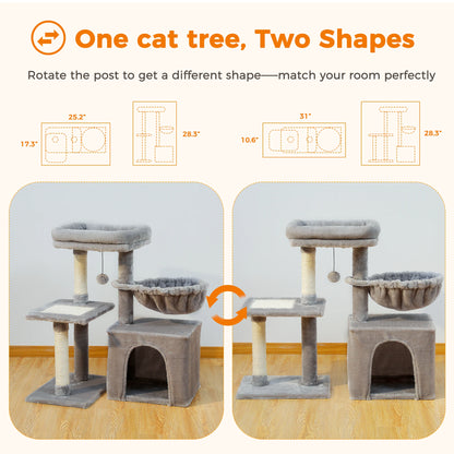 Small indoor cat tree with sisal scratching posts
