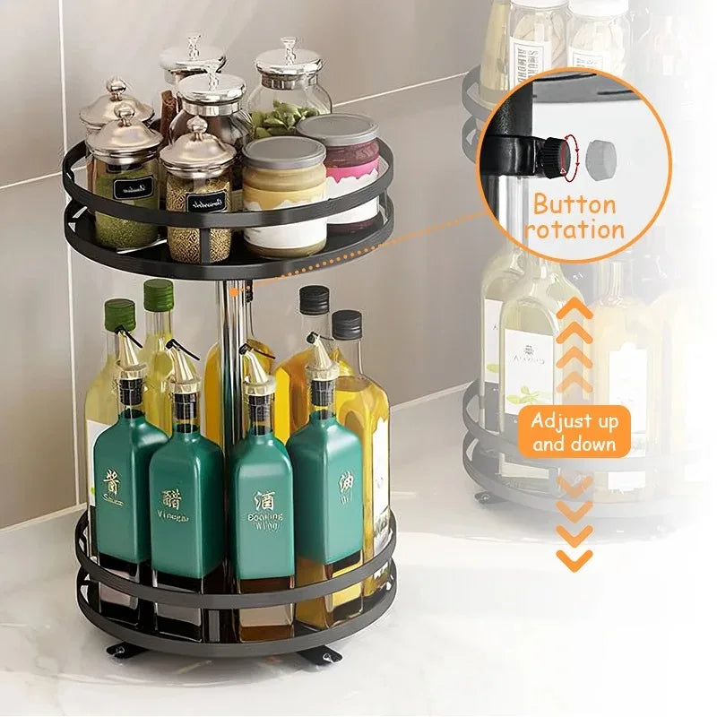 Rotating spice rack with non-skid tray for seasonings