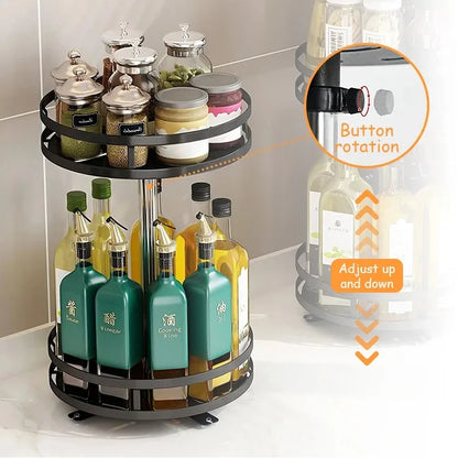 Rotating spice rack with non-skid tray for seasonings