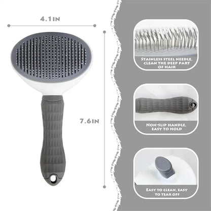 Self-cleaning button releasing pet hair