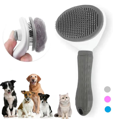 Self-cleaning slicker brush for cats and dogs