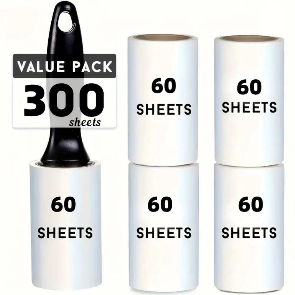 Sticky lint roller with handle