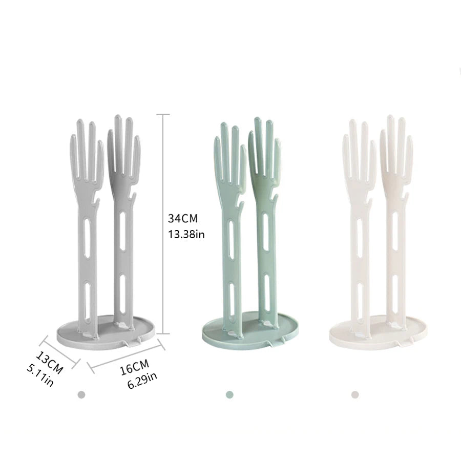 Green glove drying rack