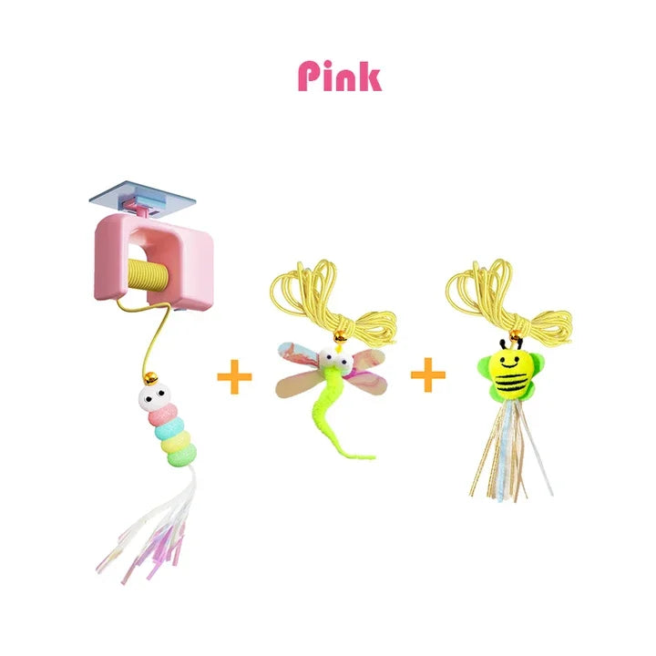 Hanging retractable string cat toy package contents