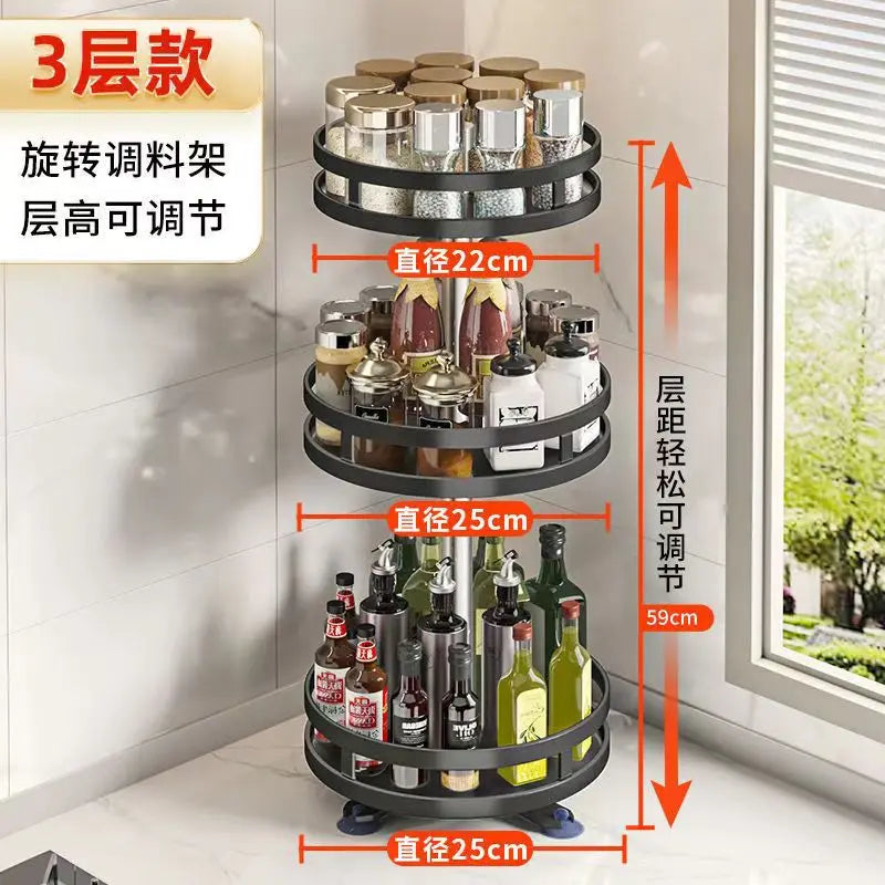 Non-skid rotating storage tray for spice jars