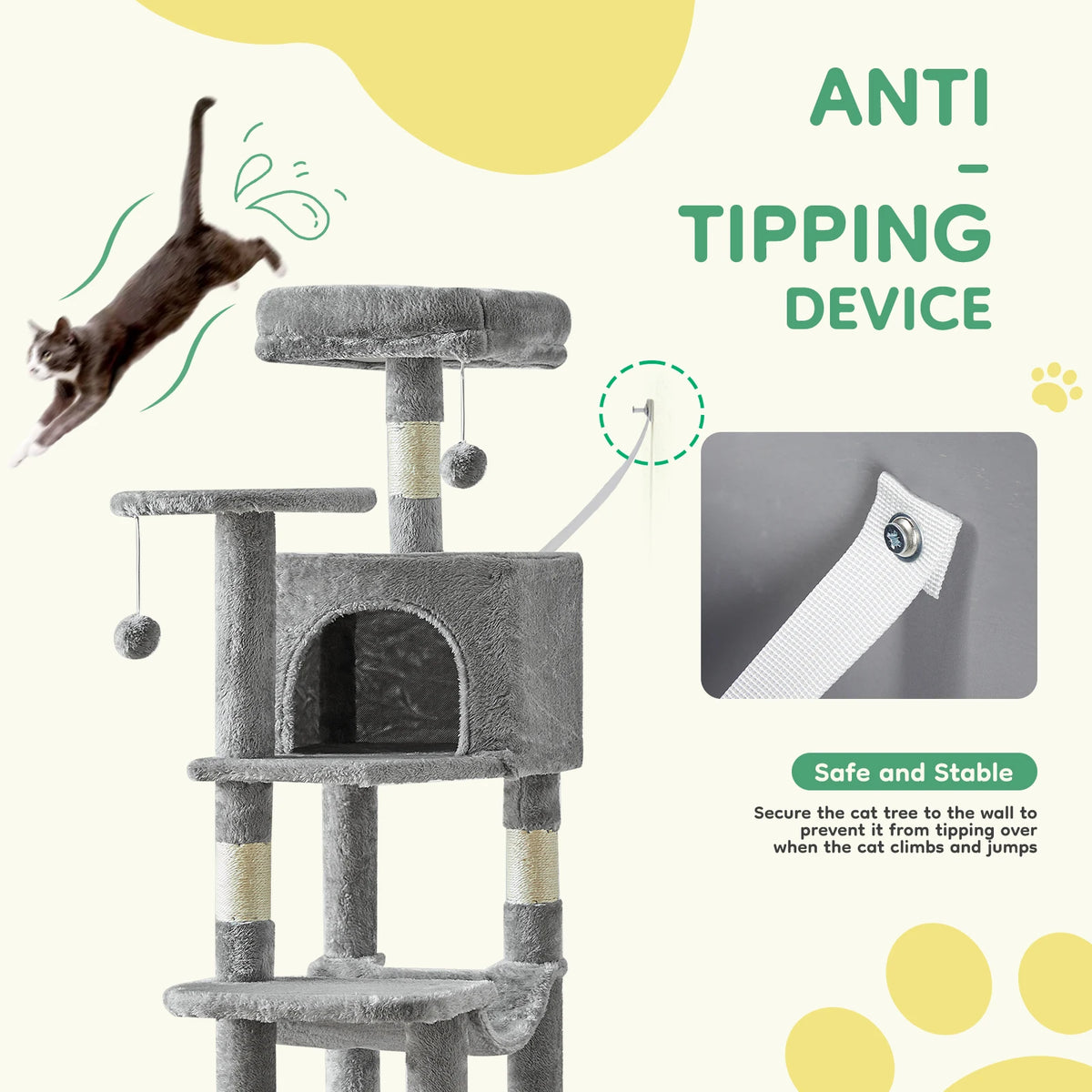 44 inch multi-level cat tree with sisal scratching posts