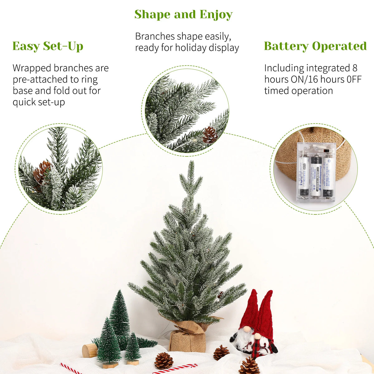 24 inch pre-lit tabletop Christmas tree - image 8
