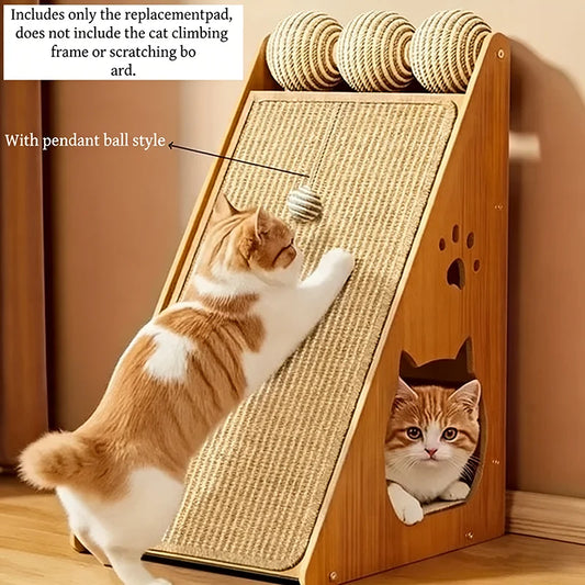 Standing sisal cat scratcher with hanging ball