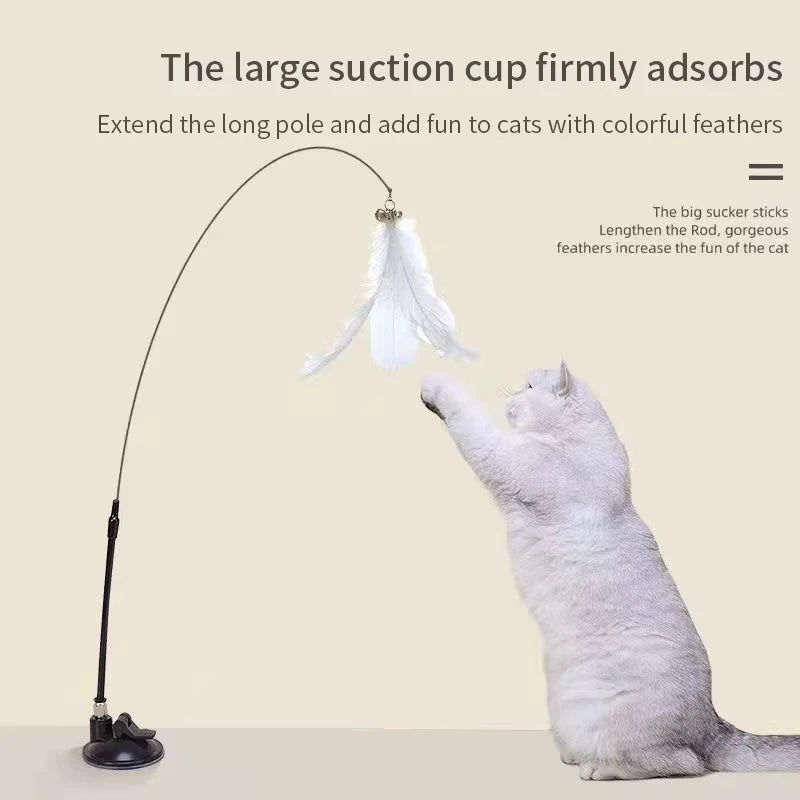 Suction cup cat feather wand color options