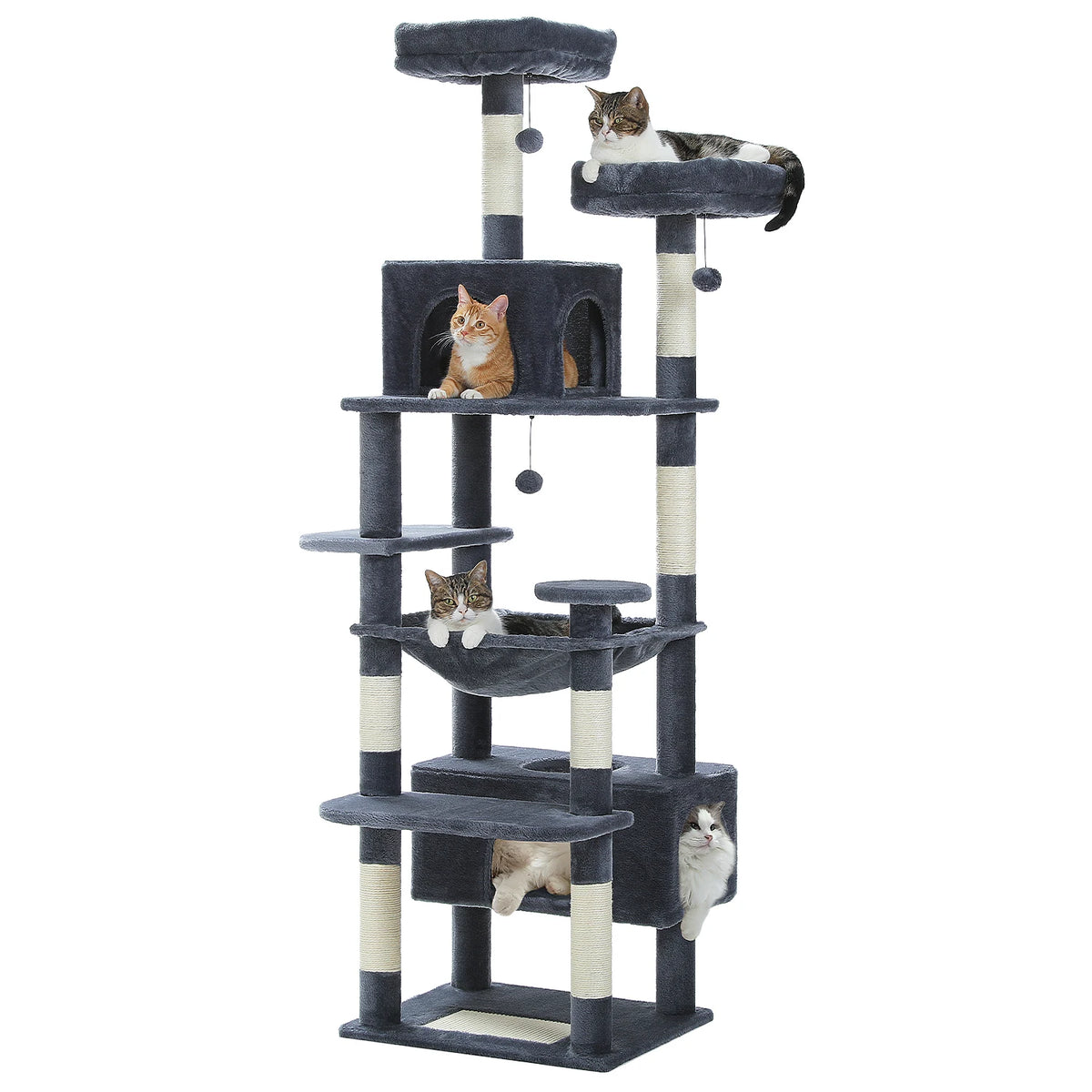 Large cat tree for big cats close-up of plush platform