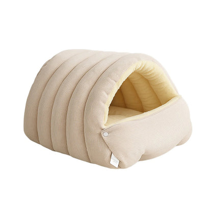 Plush cat cave bed size options
