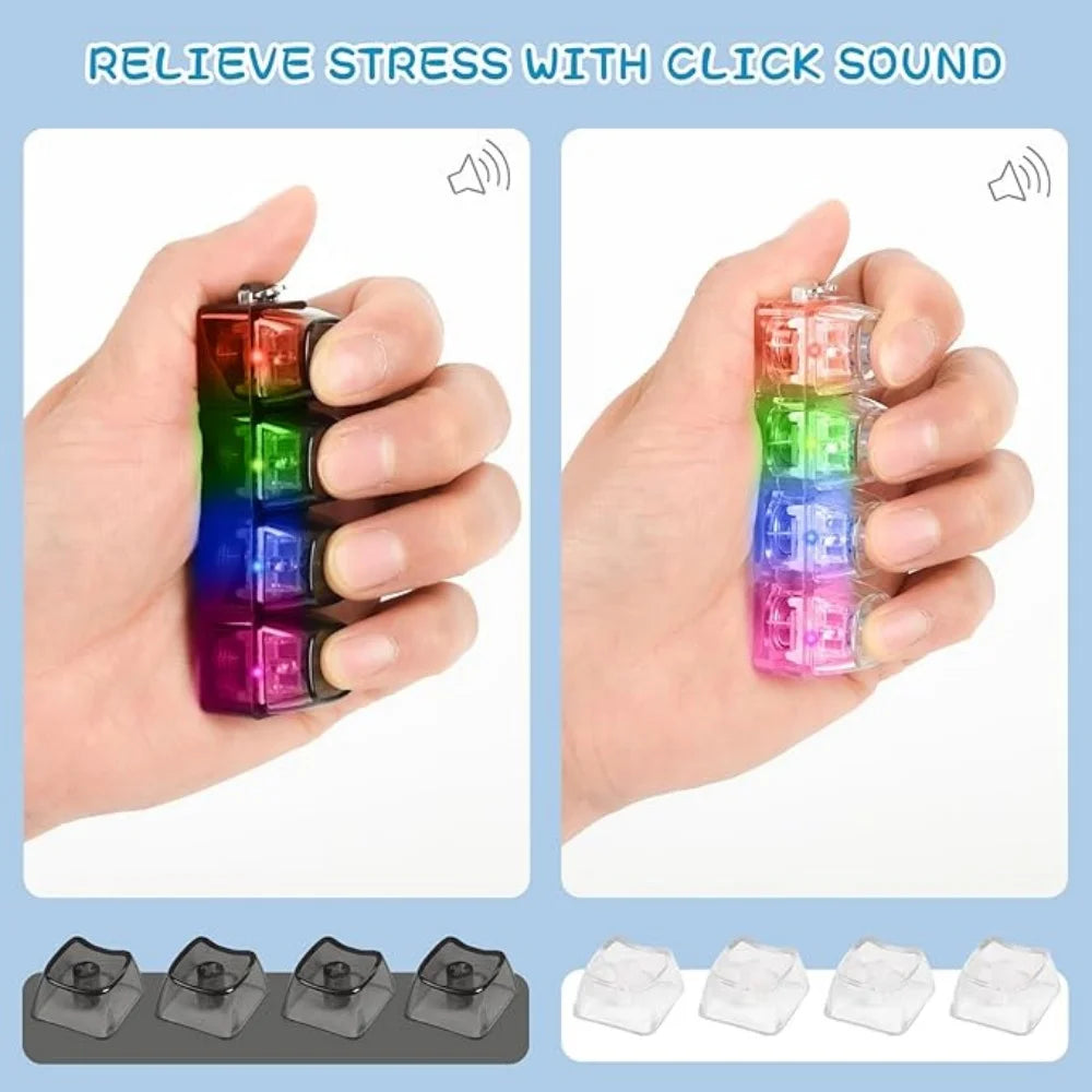 Clickable button fidget keychain with built-in light