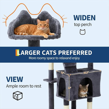 72 inch large cat tree tower with sisal scratching posts