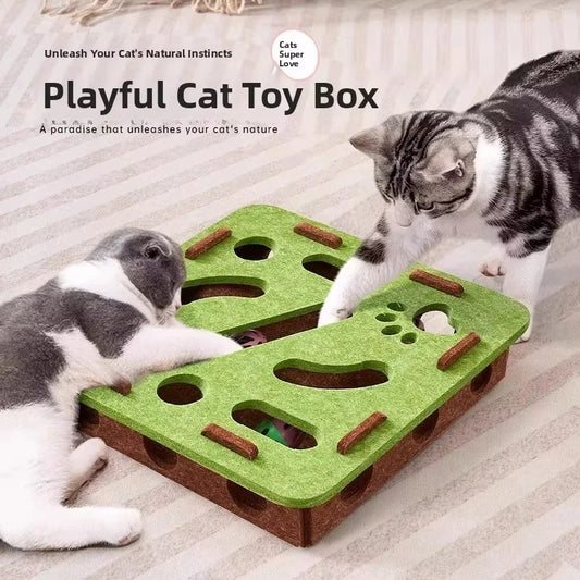 Felt cat puzzle box toy