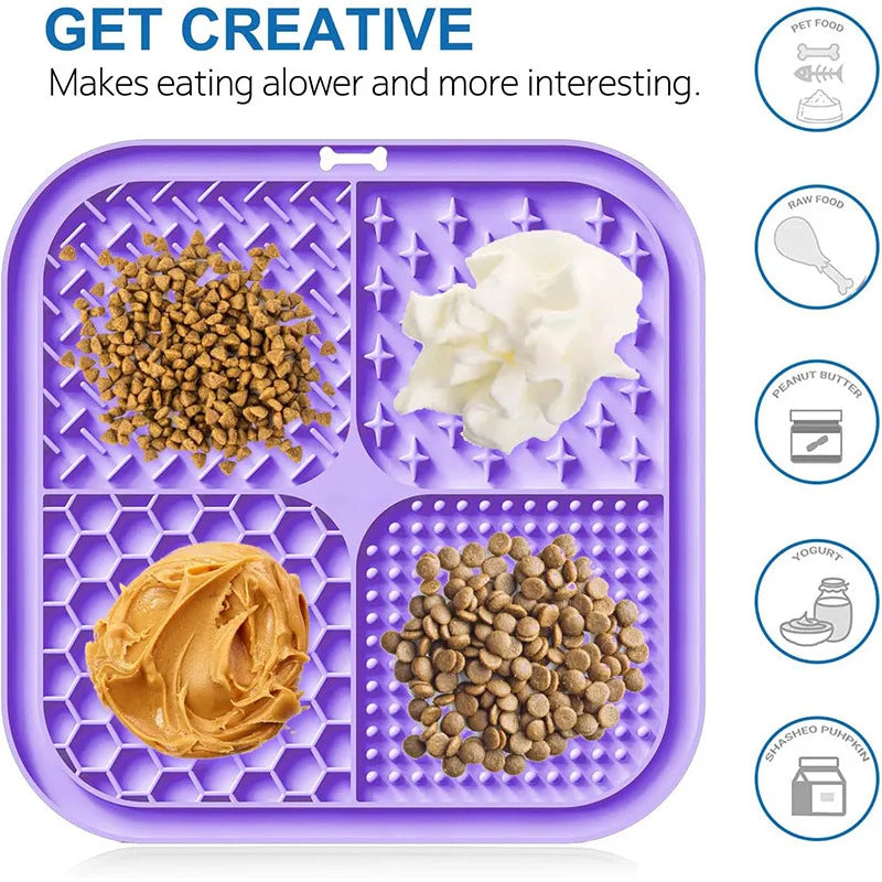 Slow feeder lick mat with suction cups