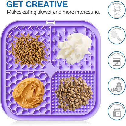 Slow feeder lick mat with suction cups