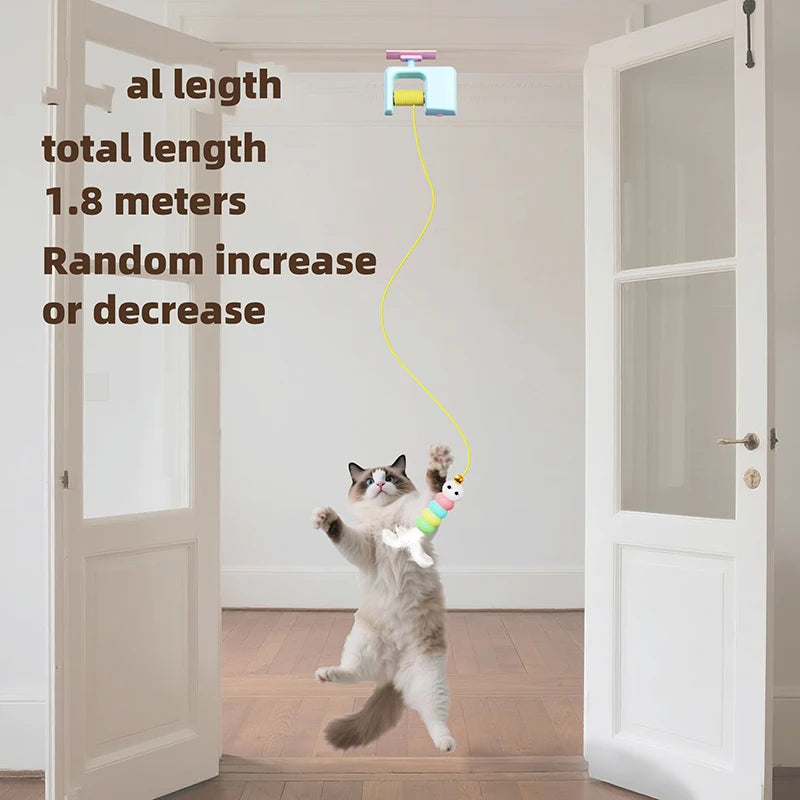 Hanging retractable string cat toy interactive play