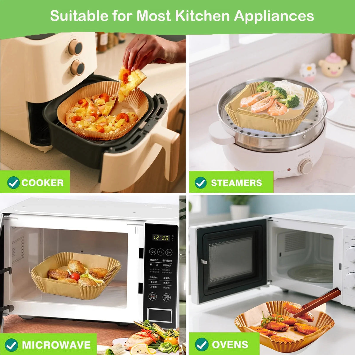 Air fryer parchment liner pack for easy cleanup