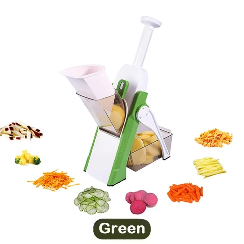 Slicing vegetables with a manual cutter